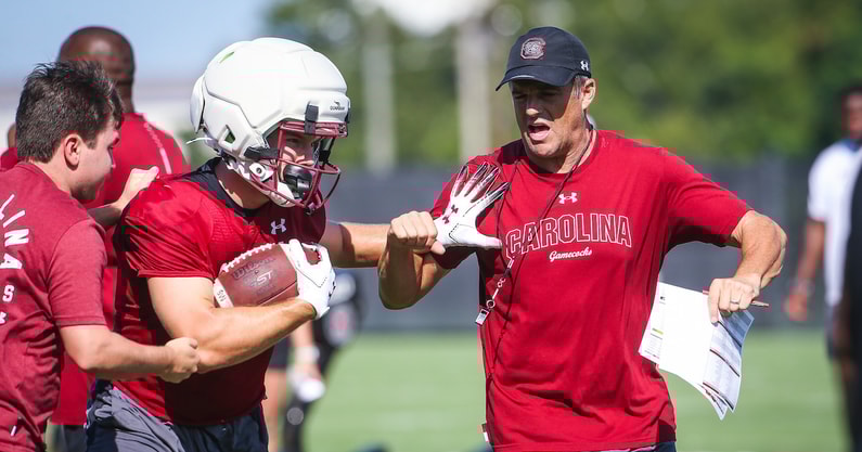 South Carolina football coach Shane Beamer during the team's first preseason practice (Photo: Katie Dugan | GamecockCentral.com)