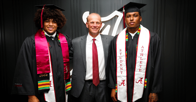 Alabama's Parker Brailsford, Kalen DeBoer and Danny Lewis