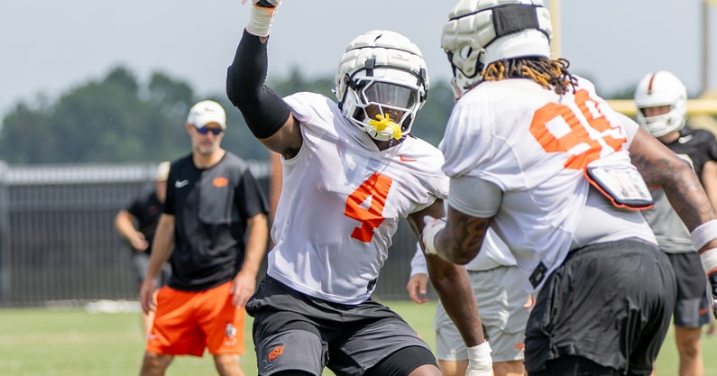 Oklahoma State Cowboy Football 2025 Fall Camp, Saturday, August 2, 2025, Sherman E. Smith Training Center, Stillwater, OK. Bruce Waterfield/OSU Athletics