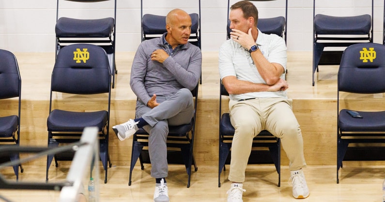 Notre Dame athletic director Pete Bevacqua and men's and women's basketball general manager Pat Garrity