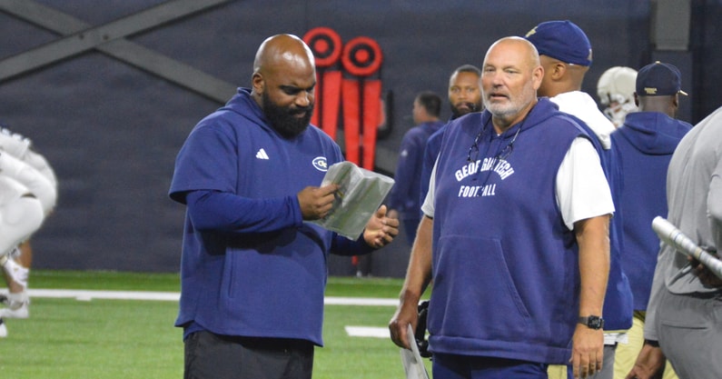 Georgia Tech assistant coaches Kyle Pope and Jess Simpson