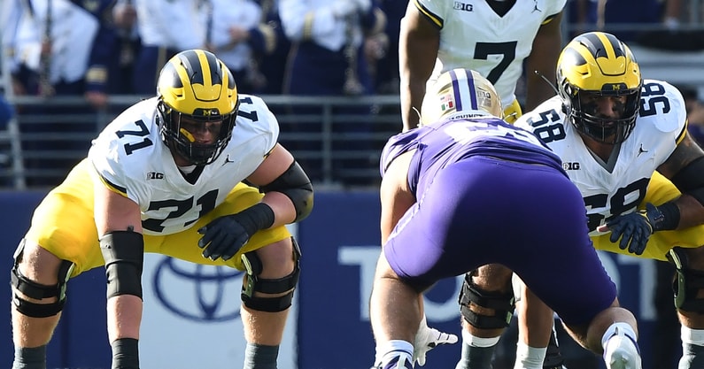 Michigan Wolverines football offensive linemen Evan Link and Giovanni El-Hadi became full-time starters in 2024. (Photo by Lon Horwedel / TheWolverine.com)