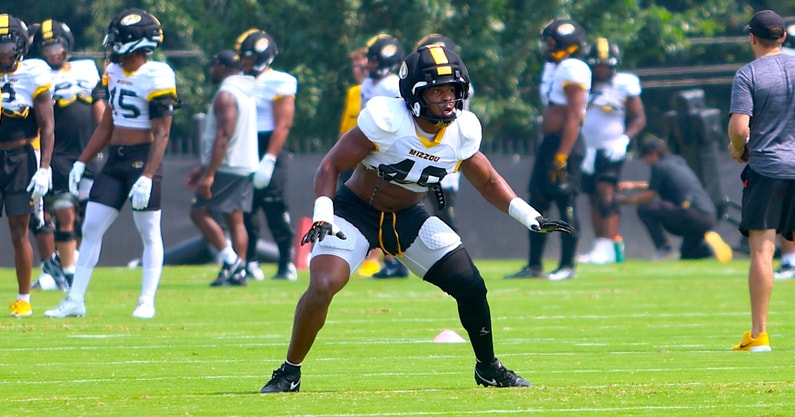 Josiah Trotter watches the start of a drill