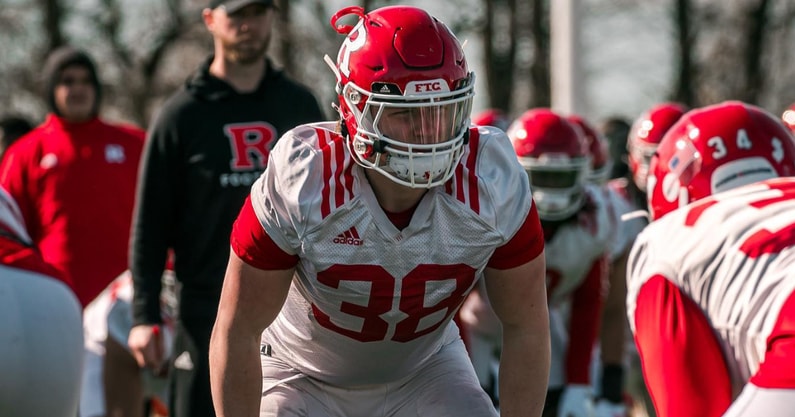Rutgers Football linebacker Austin Dean during training camp 2021