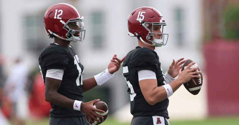 Alabama QBs Keelon Russell and Ty Simpson