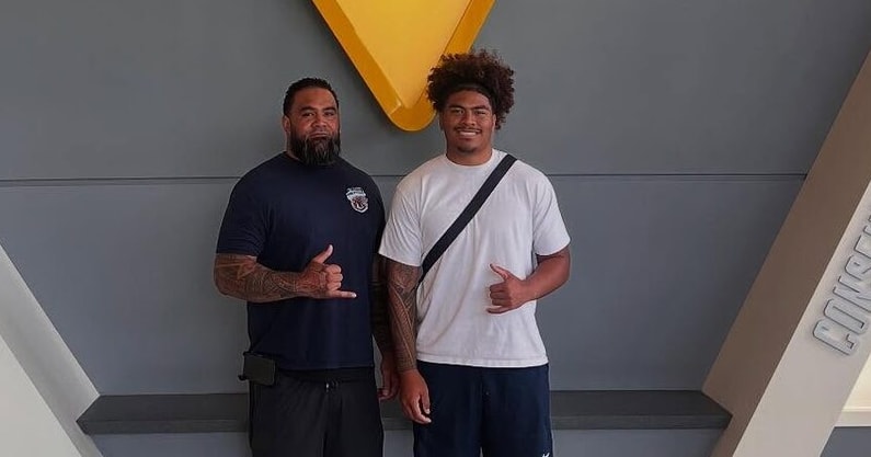 Linebacker Caleb Nuhi-Yandall while visiting West Virginia