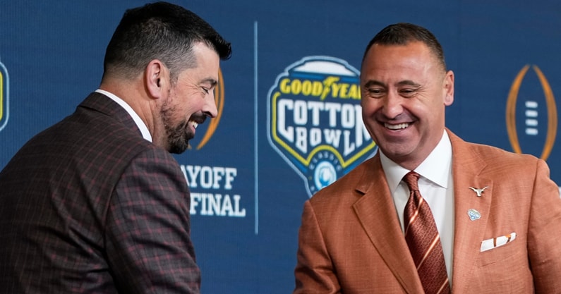 Ohio State HC Ryan Day, Texas HC Steve Sarkisian
