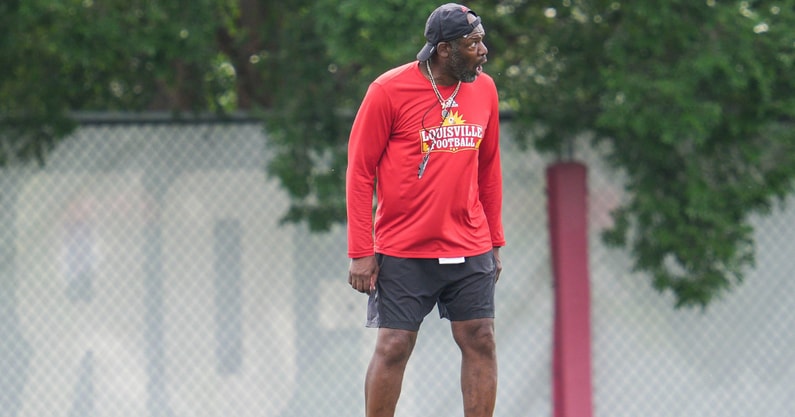 Louisville Cardinals Ron English, co-Defensive Coordinator/Secondary, during a recent practice on August 4, 2025 before the start of the 2025 football season.