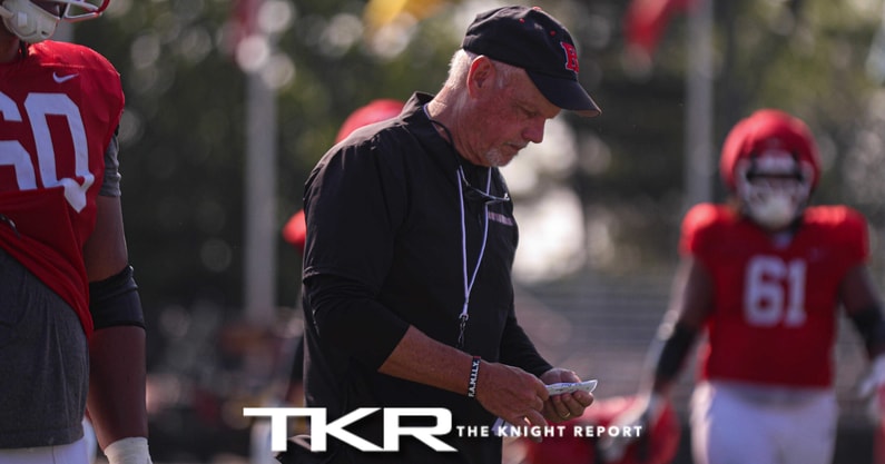 Rutgers Football Offensive Line coach Pat Flaherty during Training Camp 2025