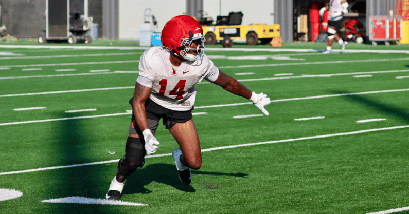 USC linebacker Ta'Mere Robinson at a Trojans' fall camp practice