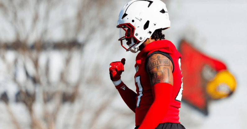 Louisville football's JoJo Evans during a spring practice, 2025.