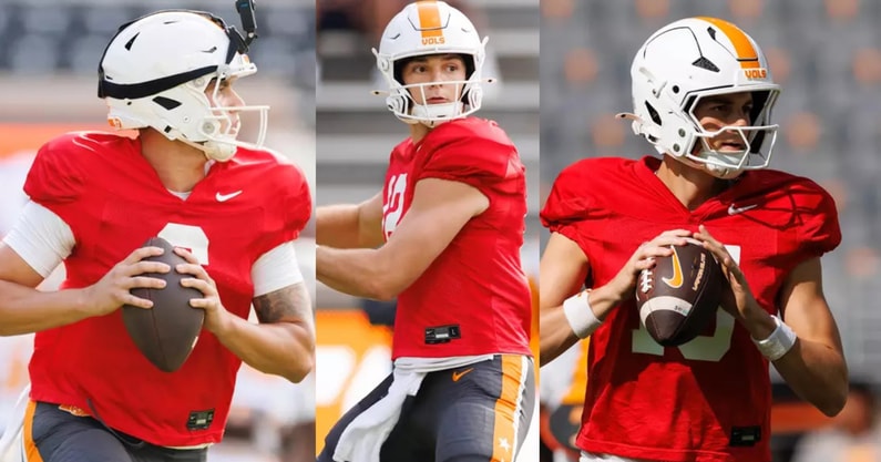 Tennessee quarterbacks Jake Merklinger, Joey Aguilar & George MacIntyre. Credit: UT Athletics