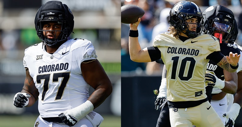 Colorado OL Jordan Seaton and QB Julian Lewis