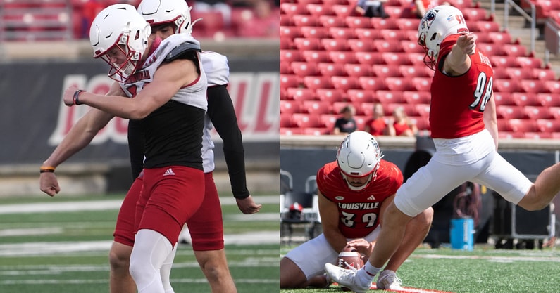 Louisville kickers Cooper Ranvier (left) and Nick Keller (right), 2025.