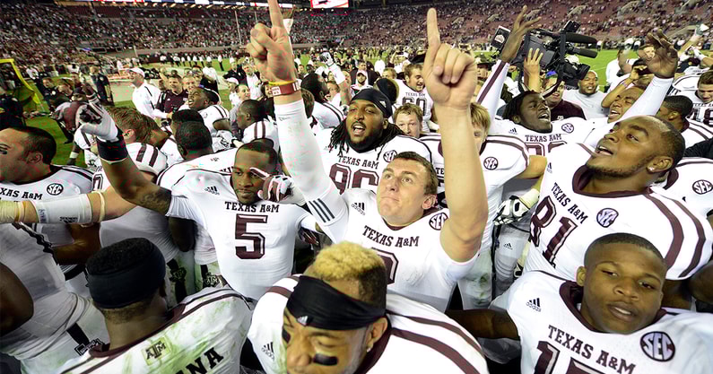 Johnny Manziel Mike Evans Texas A&M win over Alabama celebration