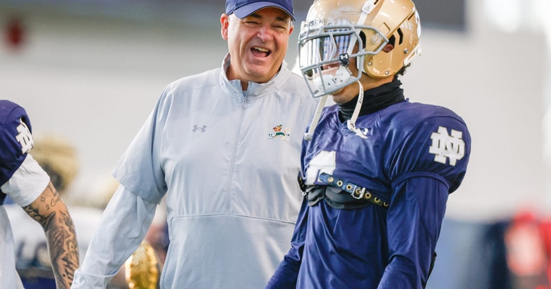 Notre Dame offensive coordinator Mike Denbrock