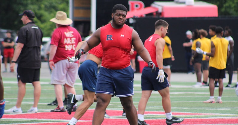 2026 DT Tavian Branch during the 2025 Rutgers 7on7 camp