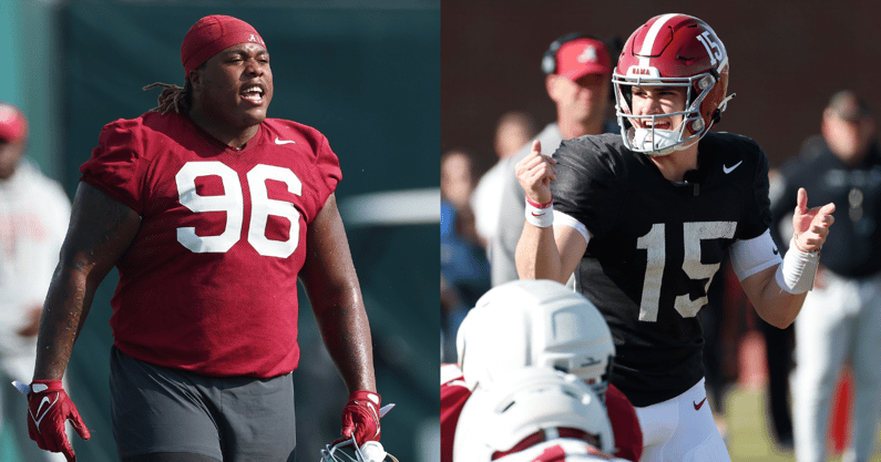 Alabama DL Tim Keenan and QB Ty Simpson