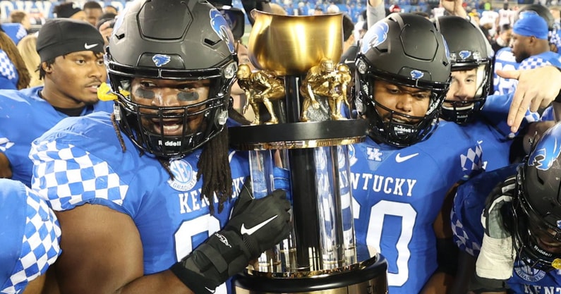 Kentucky celebrates a Governor's Cup win over Louisville, via Dr. Michael Huang, KSR
