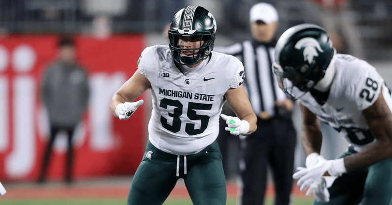 Michigan State Spartans linebacker Sam Edwards (35) during the second half against the Ohio State Buckeyes at Ohio Stadium. - Joseph Maiorana, USA TODAY Sports