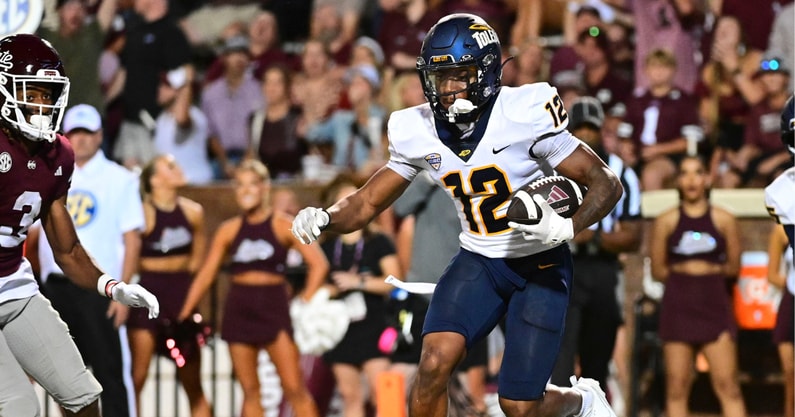 Toledo cornerback Avery Smith picked off a pass at Mississippi State, via Matt Bush-Imagn Images
