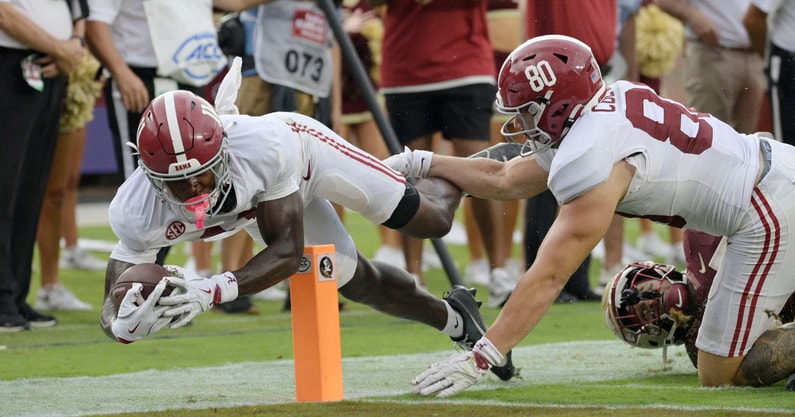 Alabama WR Rico Scott and TE Josh Cuevas