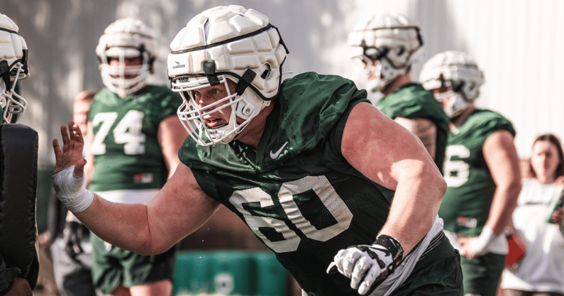 Michigan State guard Luka Vincic (photo courtesy of Michigan State football via Twitter).