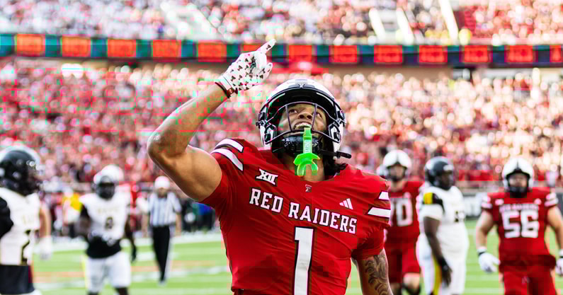 Texas Tech WR Reggie Virgil scoring his first touch down of the season on Saturday, August 30th against UAPB