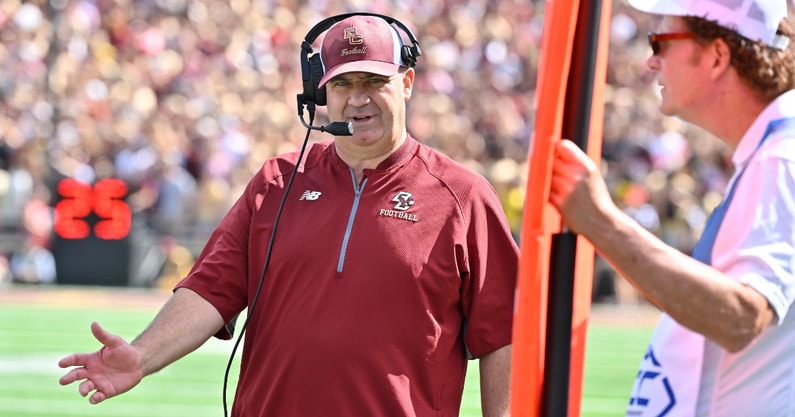 Boston College Eagles head coach Bill O'Brien gestures on the sideline during the first half against the Fordham Rams at Alumni Stadium. - Eric Canha, USA TODAY Sports