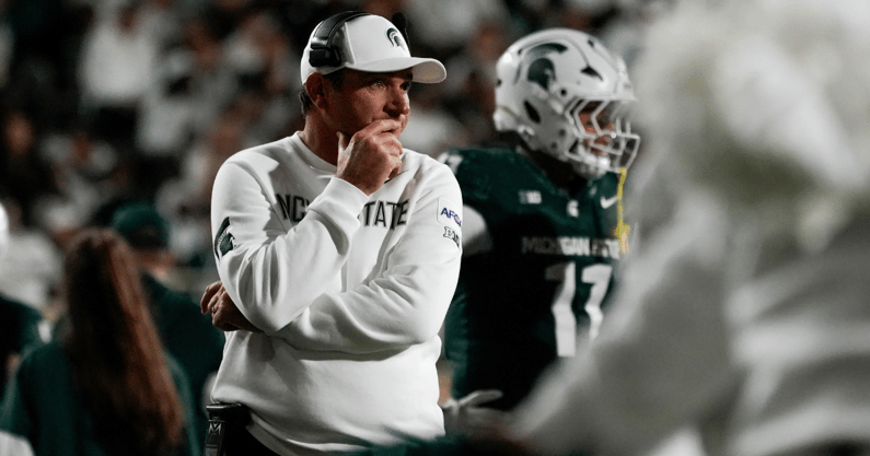 Michigan State Spartans head coach Jonathan Smith reacts to a play in the third quarter at Spartan Stadium. - Brendan Mullin, USA TODAY Sports