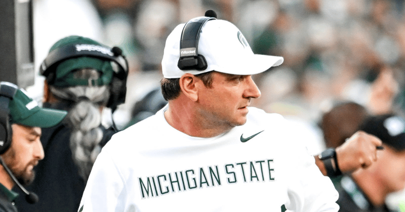 Michigan State's head coach Jonathan Smith looks on against Western Michigan during the first quarter on Friday, Aug. 29, 2025, in East Lansing. - Nick King, USA TODAY Sports