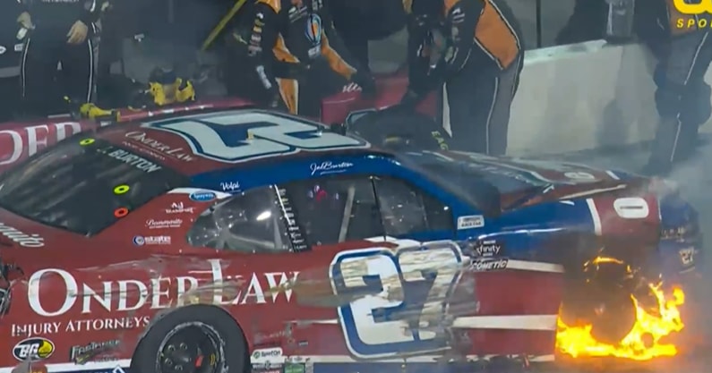 Jeb Burton NASCAR Gateway fire