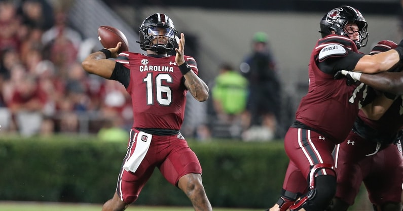 South Carolina QB LaNorris Sellers throws against SC State (Photo: CJ Driggers | GamecockCentral.com)