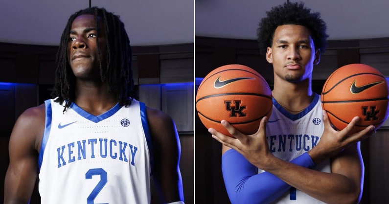 Class of 2026 recruits Caleb Holt (left) and Maximo Adams on their official visits to Kentucky | UK Athletics