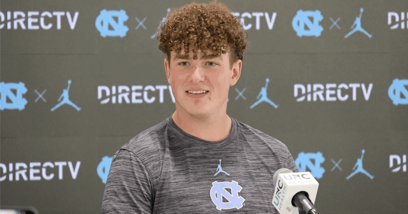 North Carolina's Rece Verhoff speaks to reporters Tuesday afternoon.