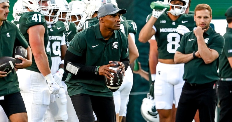 Michigan State's safeties coach James Adams before the football game against Western Michigan on Friday, Aug. 29, 2025, in East Lansing. - Nick King, USA TODAY Sports