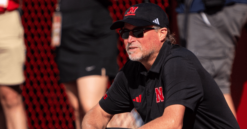 Nebraska football offensive coordinator Dana Holgorsen during pregame of the Huskers' Week 3 game against Houston Christian