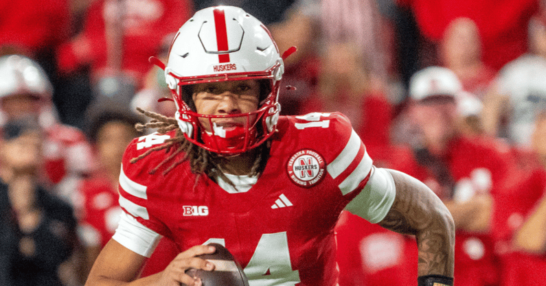 Nebraska football quarterback TJ Lateef during the Huskers' 68-0 win over Akron