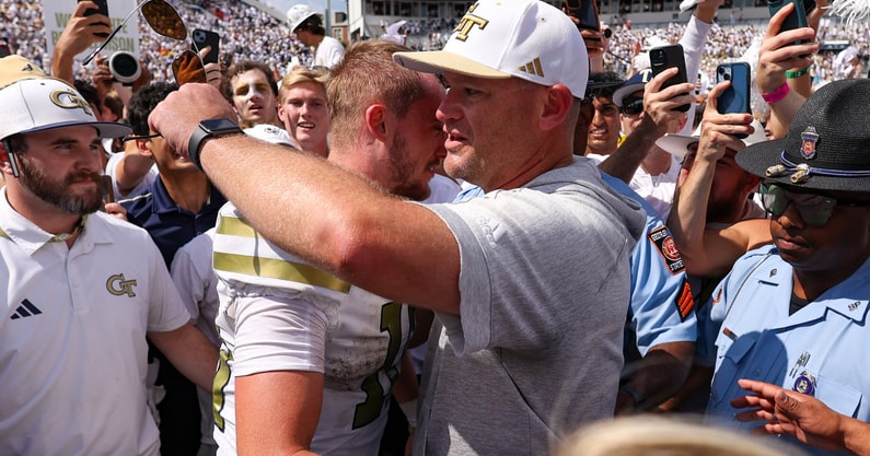 Georgia Tech head coach Brent Key and QB Haynes King