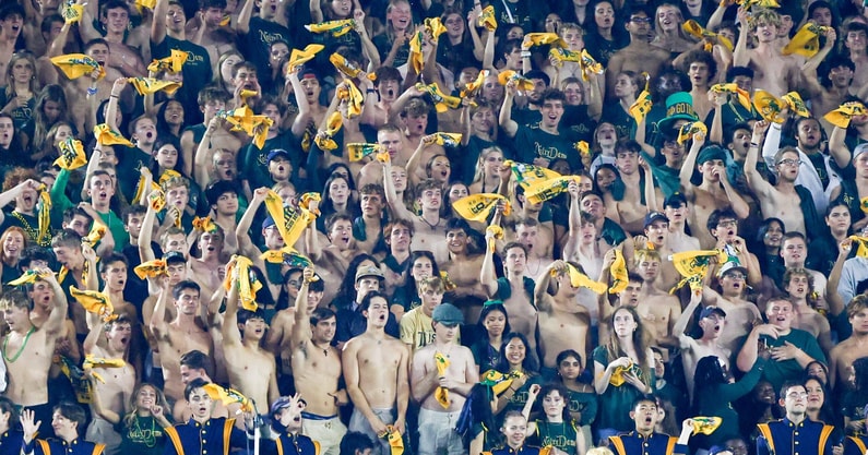 Notre Dame fans with rally towels