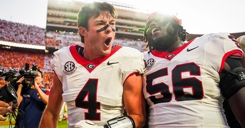 Georgia TE Oscar Delp after defeating Tennessee