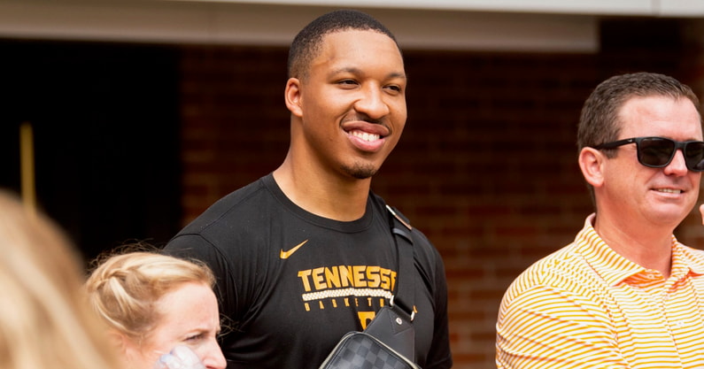 Brianna Paciorka/News Sentinel via Imagn Content Services, LLC | Former Tennessee basketball player Grant Williams is seen with Tennessee Athletic Director Danny White during a NCAA football game against Tennessee Tech at Neyland Stadium in Knoxville, Tenn. on Saturday, Sept. 18, 2021. Kns Tennessee Tenn Tech Football