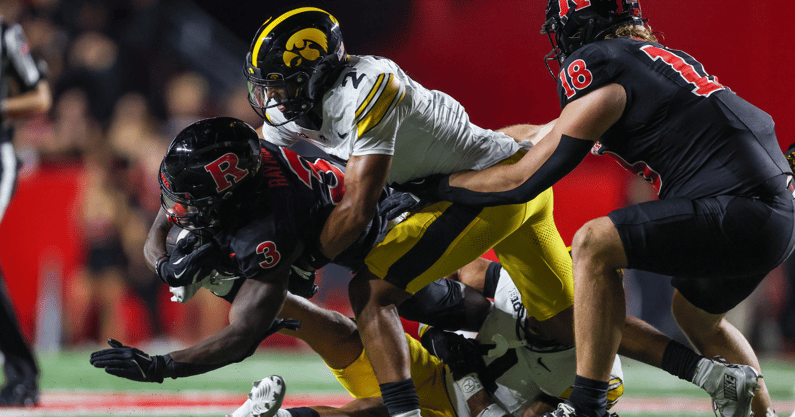The Hawkeyes made big plays down the stretch to defeat the Scarlet Knights. (Photo by Vincent Carchietta-Imagn Images)
