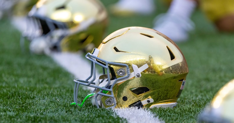 notre dame football helmet purdue weather delay