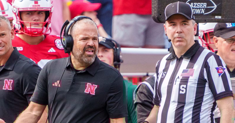 Nebraska football coach Matt Rhule during the Huskers' 30-27 loss to Michigan