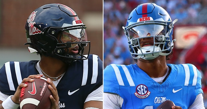 Ole-Miss-QB-battle-Lane-Kiffin-pressed-on-who-will-start-between-Austin-Simmons-Trinidad-Chambliss