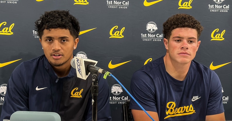 Cal quarterback Jaron-Keawe Sagapolutele and linebacker Cade Uluave