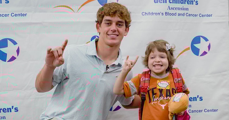 Texas QB Arch Manning at Austin hospital with Raising Cane's