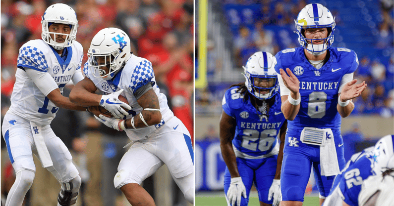 Mark Stoops compares Kentucky football in 2025 to his 2016 roster (Photos via © Dale Zanine-Imagn Images and Crawford Ifland, Kentucky Sports Radio)