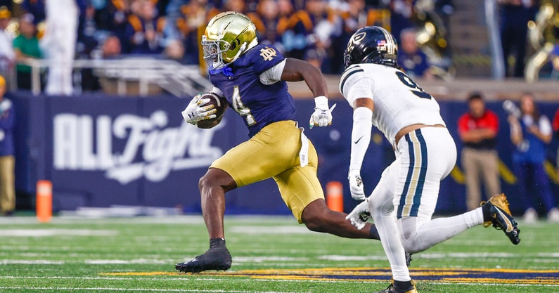 Notre Dame RB Jeremiyah Love against Purdue